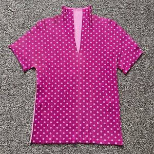 Pleats Please Issey Miyake Pink Polka Dot Top Shirt Sz 3